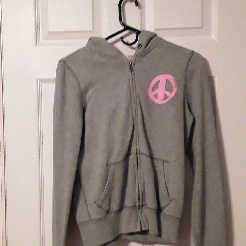 Victoria secret Pink zip up hoodie jacket gray wit